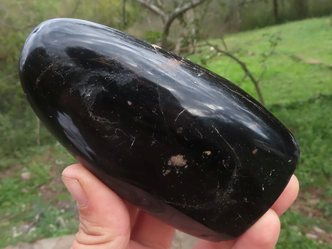 Polished Trio Of Schorl Black Tourmaline Standing Free Forms x 3 From Madagascar