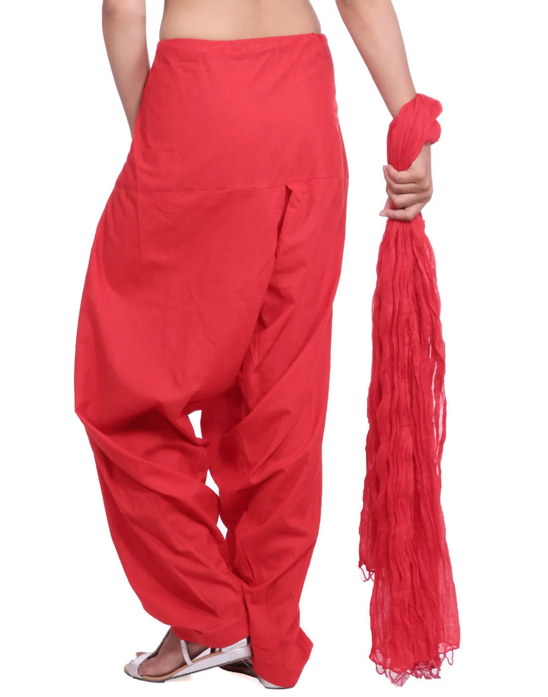 Red Cotton Patiala Salwar And Dupatta Set