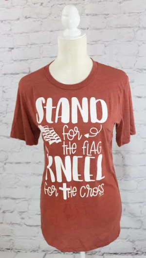 Stand for the flag, kneel for the cross crew-neck T-shirt