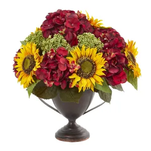 Sunflower and Hydrangea Artificial Arrangement