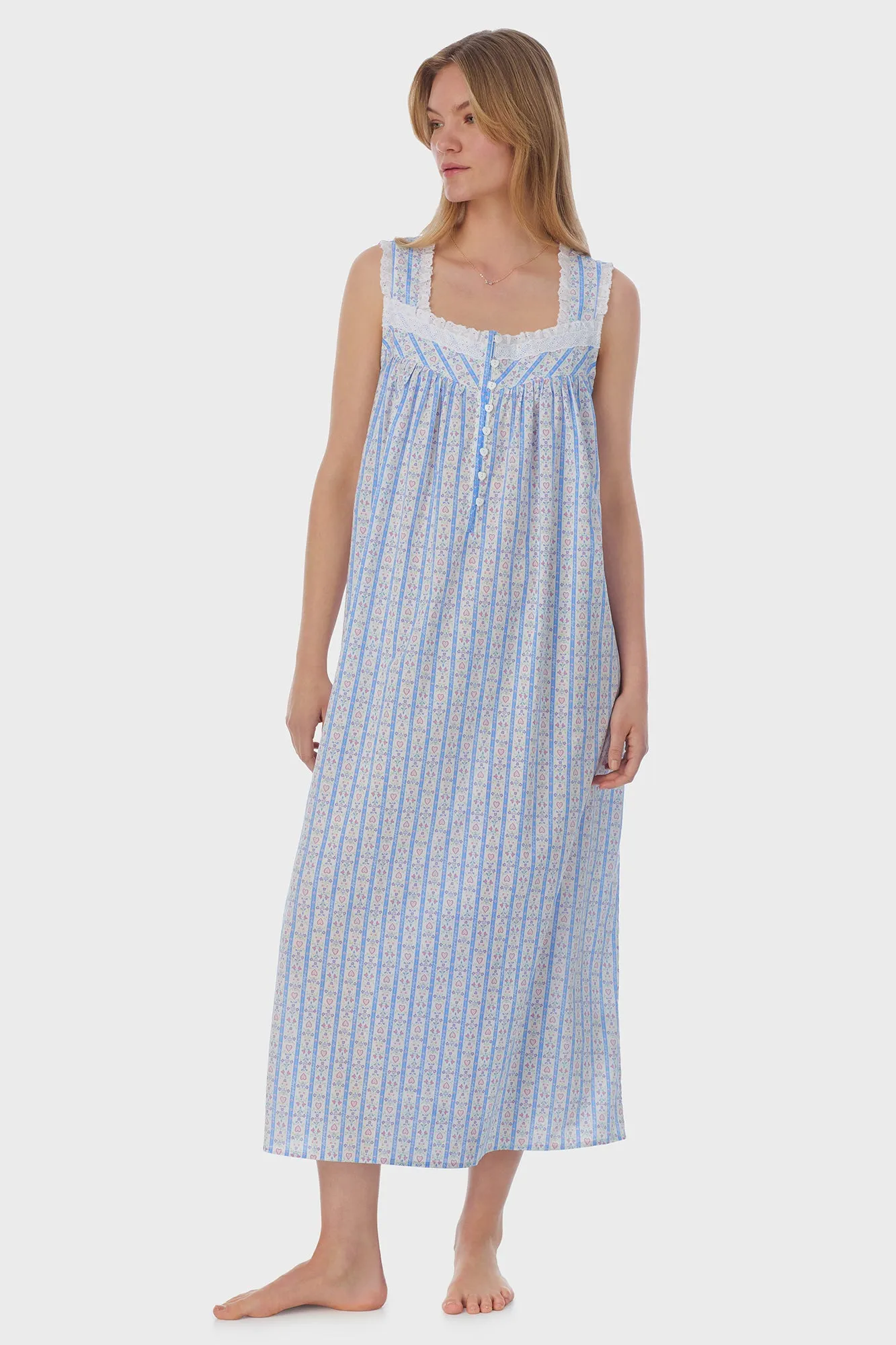 Tyrolean Heart Cotton Long Nightgown