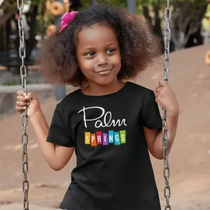 Unisex T-shirt Kids - Palm Springs Rainbow Tee - Black