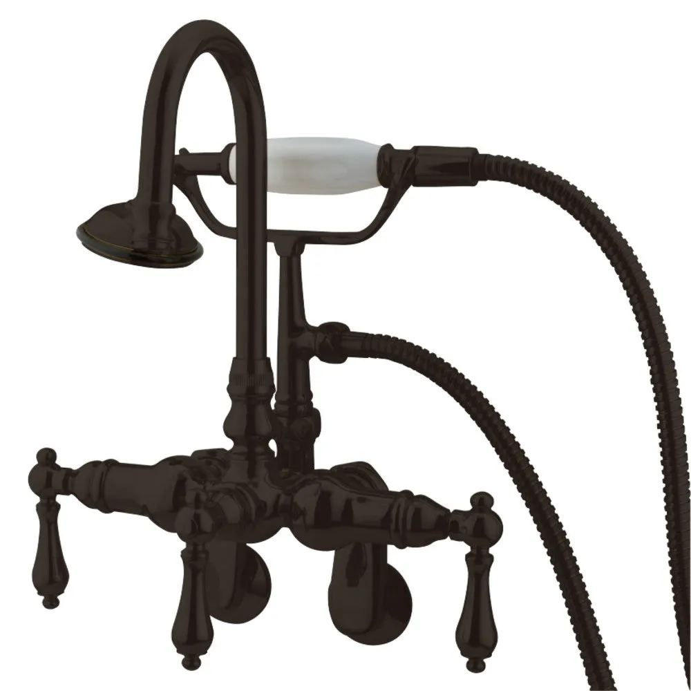 Vintage Adjustable Center Wall Mount Tub Faucet In 7.69 Spout Reach, Metal Handle