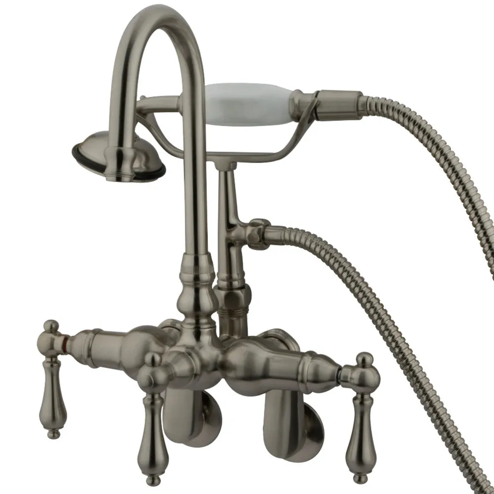 Vintage Adjustable Center Wall Mount Tub Faucet In 7.69 Spout Reach, Metal Handle