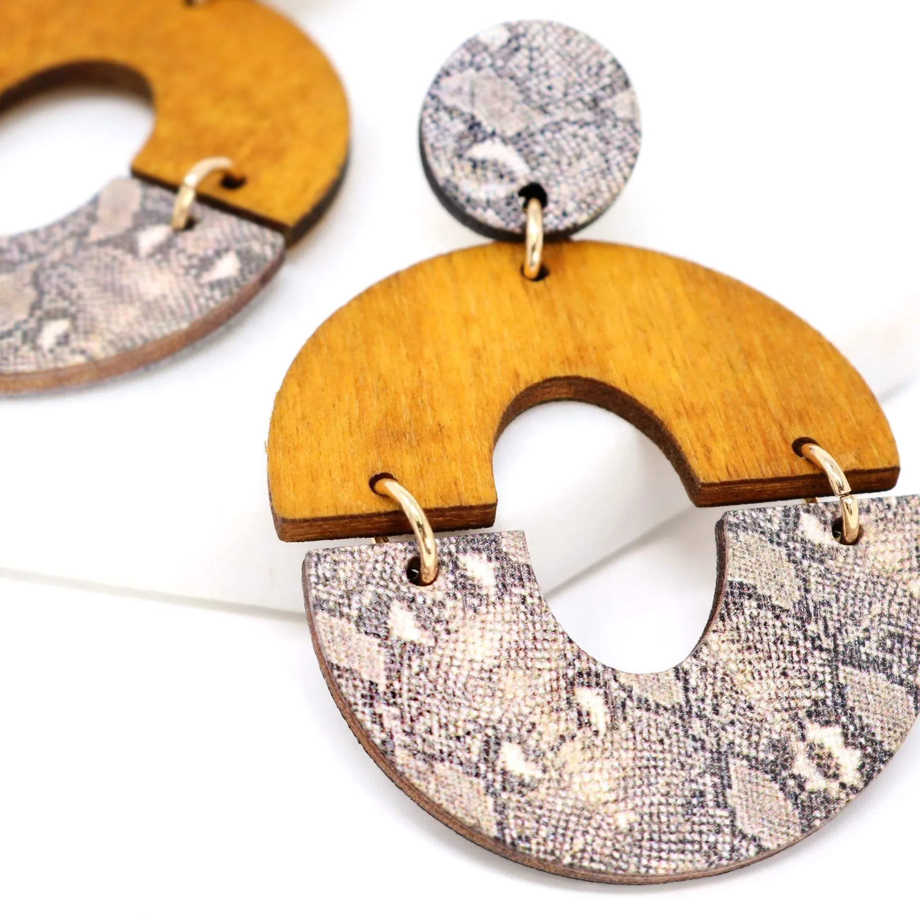 Wooden Circle Statement Earring