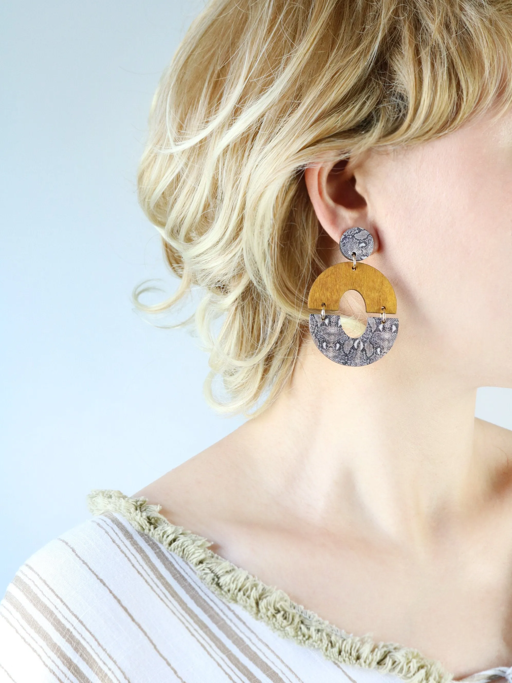 Wooden Circle Statement Earring