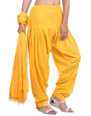 Yellow Cotton Patiala Salwar And Dupatta Set